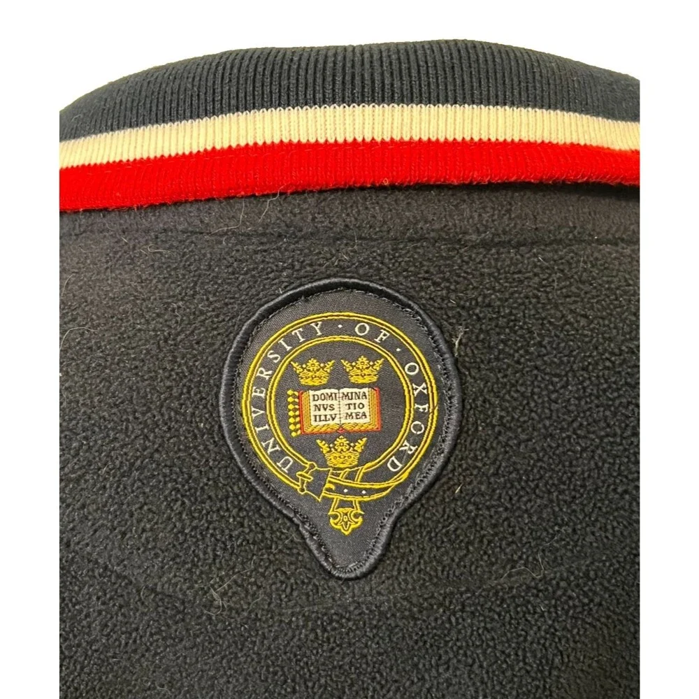 Oxford University Mens L Fleece Jacket Full Zip Sweatshirt Navy Blue Knit Collar